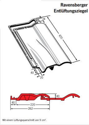 картинка Вентиляционная черепица Ravensberger ангоб красный "Лава", engobe Lavarot Meyer-Holsen