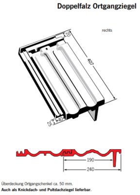 картинка Боковая правая черепица Doppelfalzziegel восстановительный обжиг черно-серый, reduktionsbrand Grau-schwarz Meyer-Holsen