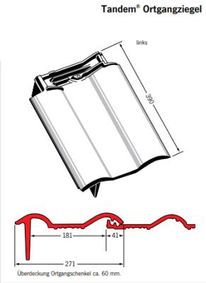 картинка Боковая левая черепица Tandem черепично-красный, ziegelrot Meyer-Holsen