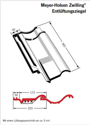картинка Вентиляционная черепица Zwilling ангоб серо-чёрный, grau-schwarz engobiert Meyer-Holsen