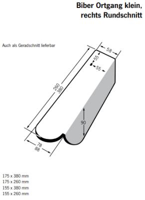 картинка Боковая правая черепица малая, круглый срез, Biber маркато жемчужно-белый, marcato Perlweiss Meyer-Holsen