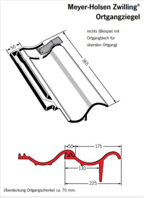 картинка Боковая правая черепица Zwilling ангоб серо-чёрный, grau-schwarz engobiert Meyer-Holsen