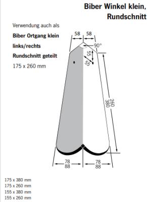 картинка Угловая черепица малая, 17,5x38, круглый срез, Biber ангоб красный "Махагон", engobe Mahagonirot Meyer-Holsen