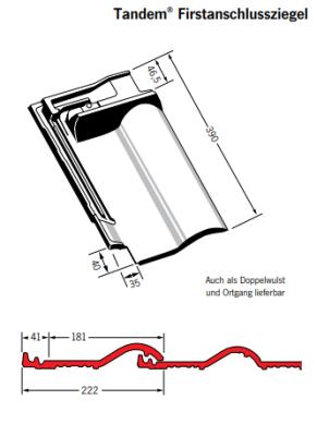 картинка Подконьковая черепица Tandem  черепично-красный, ziegelrot Meyer-Holsen