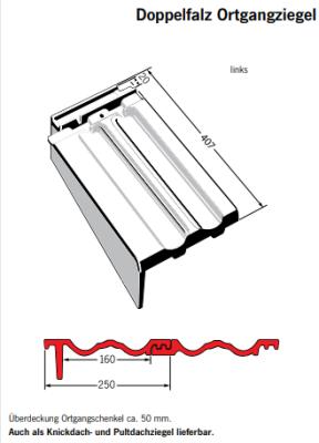 картинка Боковая левая черепица, Doppelfalzziegel маркато алмазно-черный, marcato Diamantschwarz Meyer-Holsen