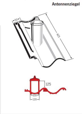 картинка Антенная черепица Vario Hohlfalzziegel кристальный ангоб черный "Базальт", kristall-engobe basaltschwarz Meyer-Holsen