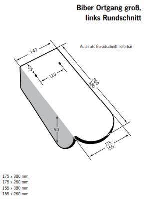 картинка Боковая левая черепица большая, круглый срез, Biber ангоб красный "Махагон", engobe Mahagonirot Meyer-Holsen