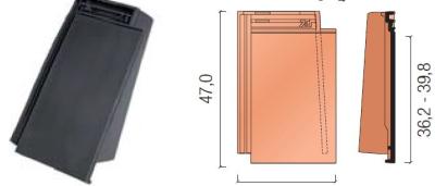 картинка Боковая правая черепица, Orea 9 черный блестящий, black Koramic