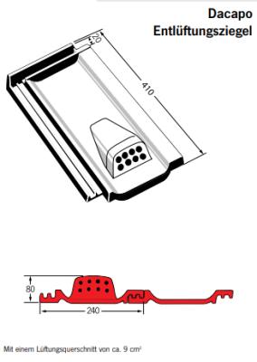 картинка Вентиляционная черепица Dacapo ангоб коричневый "Бразиль", engobe Brasilbraun Meyer-Holsen