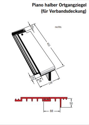 картинка Боковая половинчатая правая черепица Piano ангоб серый "Карбон", engobe carbongrau Meyer-Holsen